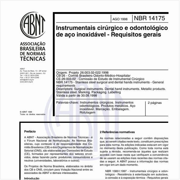 Instrumentais cirúrgicos e odontológico de aço inoxidável - Requisitos gerais