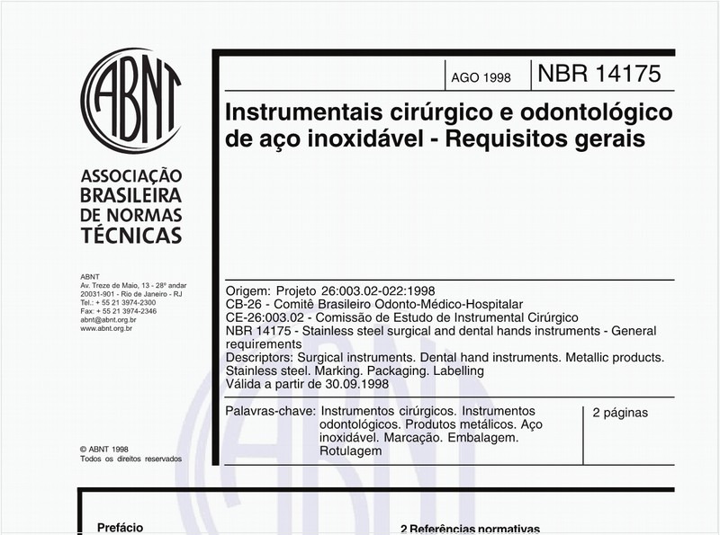 Instrumentais cirúrgicos e odontológico de aço inoxidável - Requisitos gerais