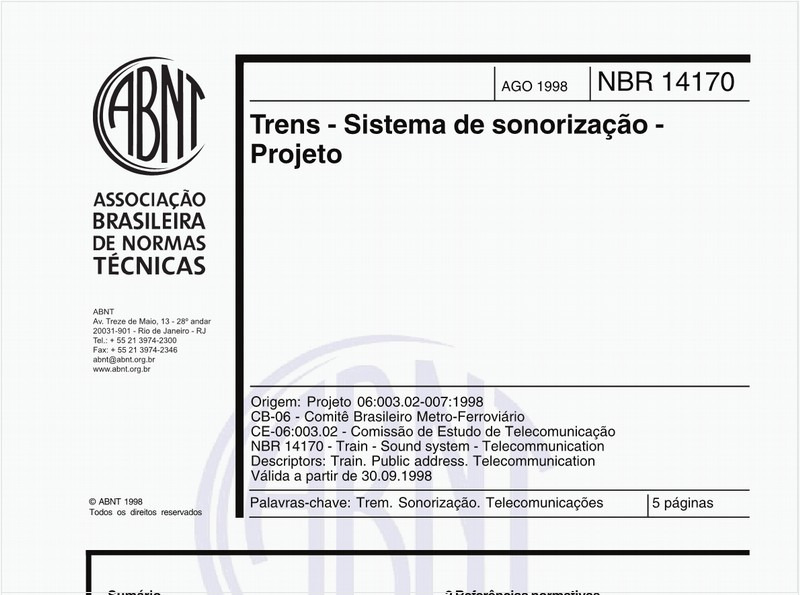 Trens - Sistemas de sonorização - Projeto