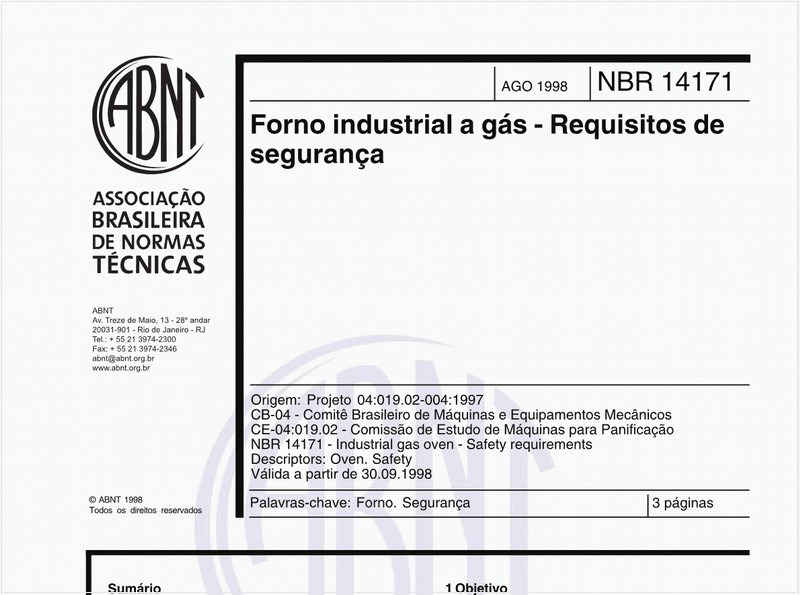 Forno industrial a gás - Requisitos de segurança