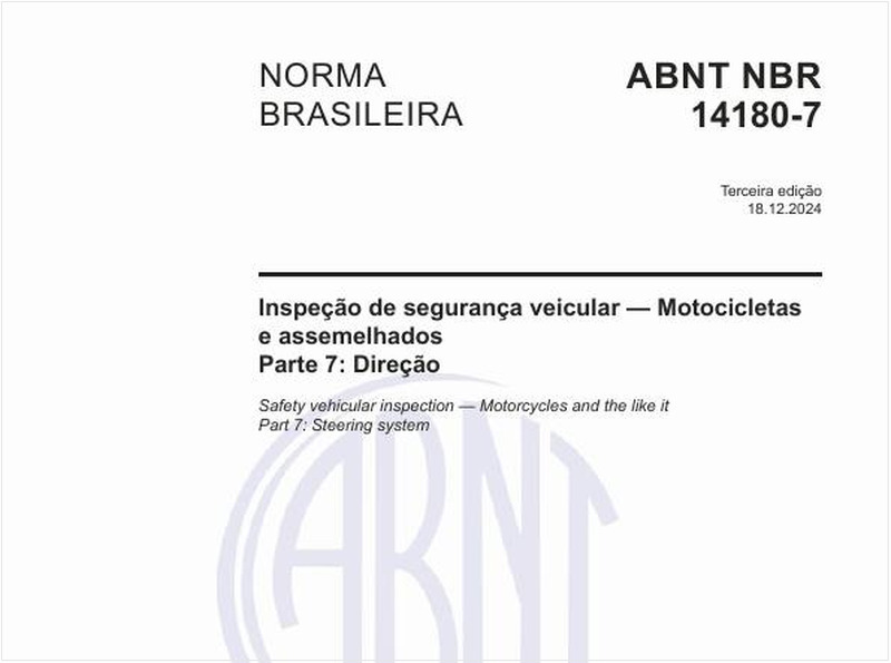 Inspeção de segurança veicular — Motocicletas e assemelhados - Parte 7: Direção