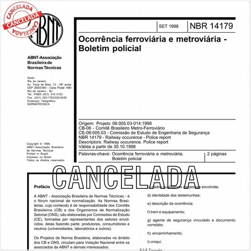 Ocorrência ferroviária e metroviária - Boletim policial