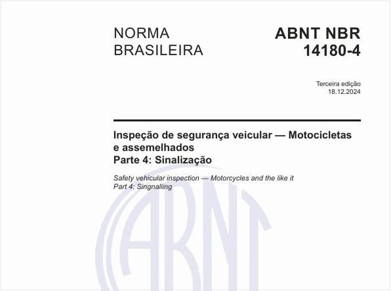 Inspeção de segurança veicular — Motocicletas e assemelhados - Parte 4: Sinalização