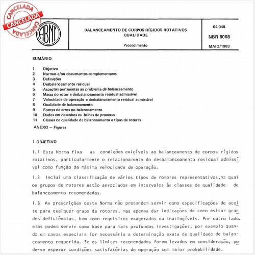 Balanceamento de corpos rígidos rotativos - Qualidade