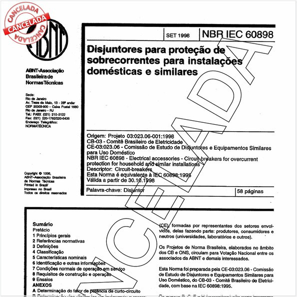 Disjuntores para proteção de sobrecorrentes para instalações domésticas e similares