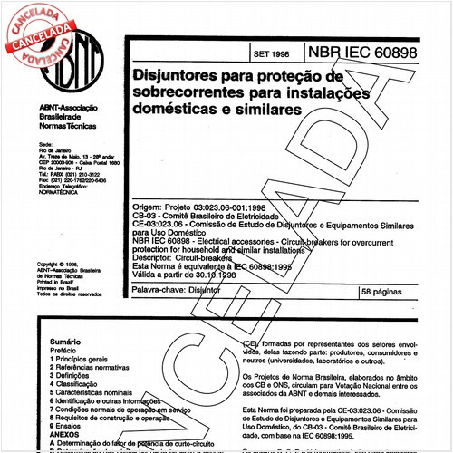 Disjuntores para proteção de sobrecorrentes para instalações domésticas e similares