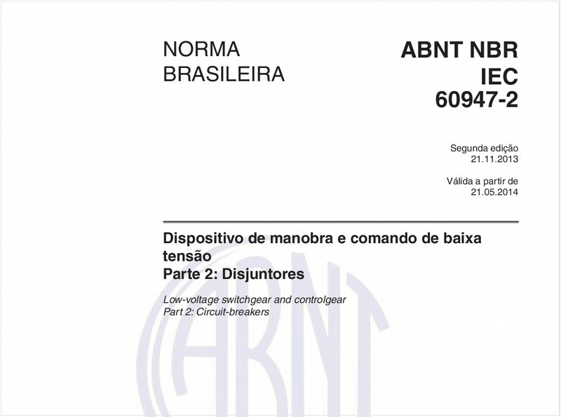 Dispositivo de manobra e comando de baixa tensão - Parte 2: Disjuntores