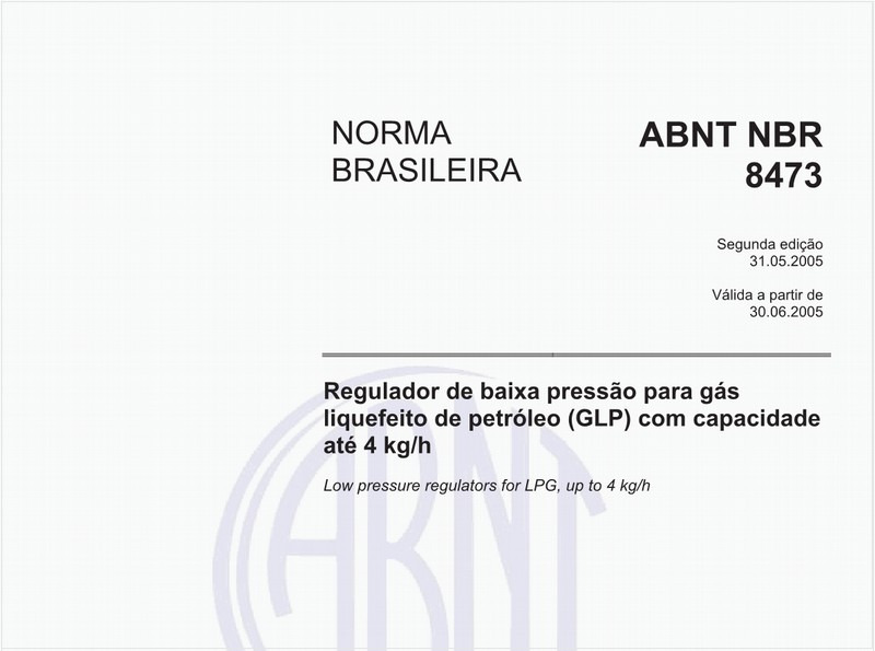 Regulador de baixa pressão para gás liquefeito de petróleo (GLP) com capacidade até 4 kg/h