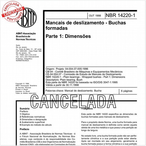 Mancais de deslizamento - Buchas formadas Parte 1: Dimensões
