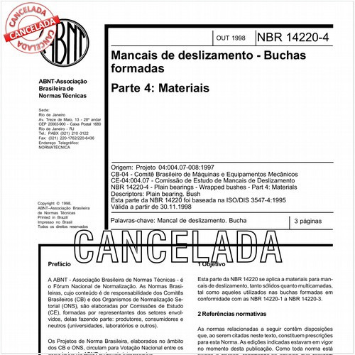 Mancais de deslizamento - Buchas formadas Parte 4: Materiais