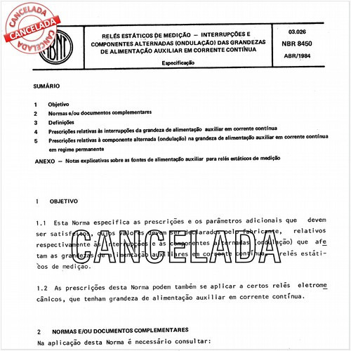 Relés estáticos de medição - Interrupções e componentes alternadas (ondulação) das grandezas de alimentação auxiliar em corrente contínua.