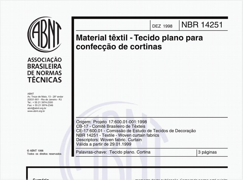 Material têxtil - Tecido plano para confecção de cortinas