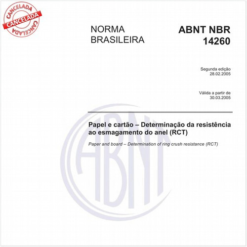Papel e cartão - Determinação da resistência ao esmagamento do anel (RCT)