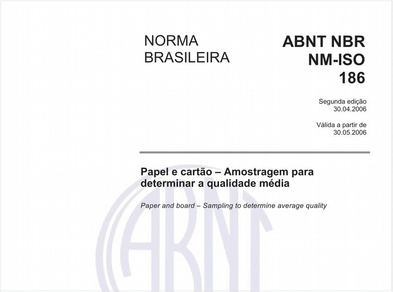 Papel e cartão - Amostragem para determinação da qualidade média