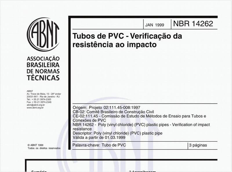 Tubos de PVC - Verificação da resistência ao impacto