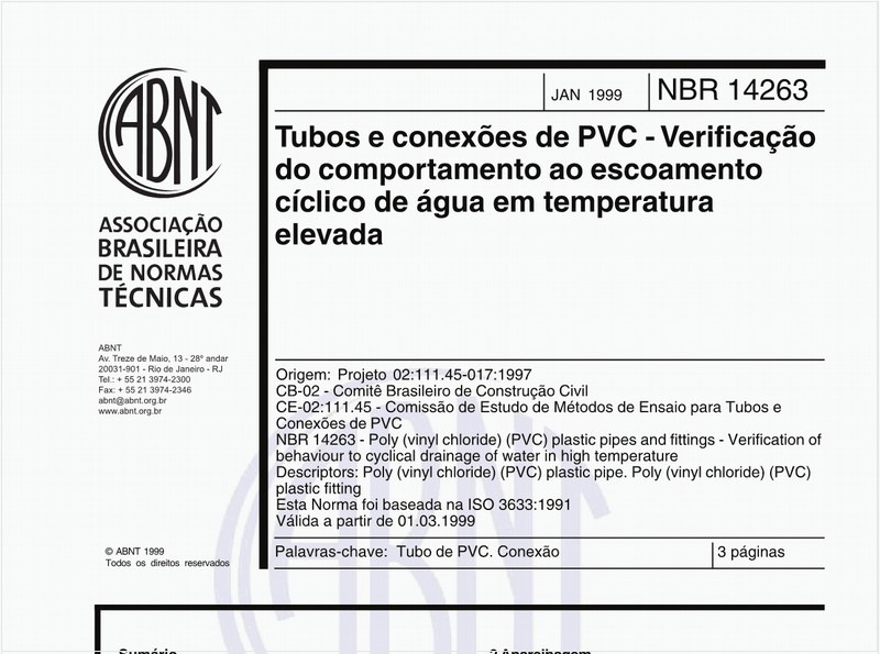 Tubos e conexões de PVC - Verificação do comportamento ao escoamento cíclico de água em temperatura elevada