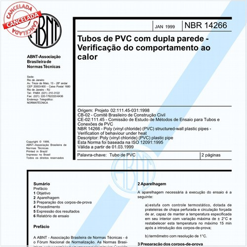 Tubos de PVC com dupla parede - Verificação do comportamento ao calor