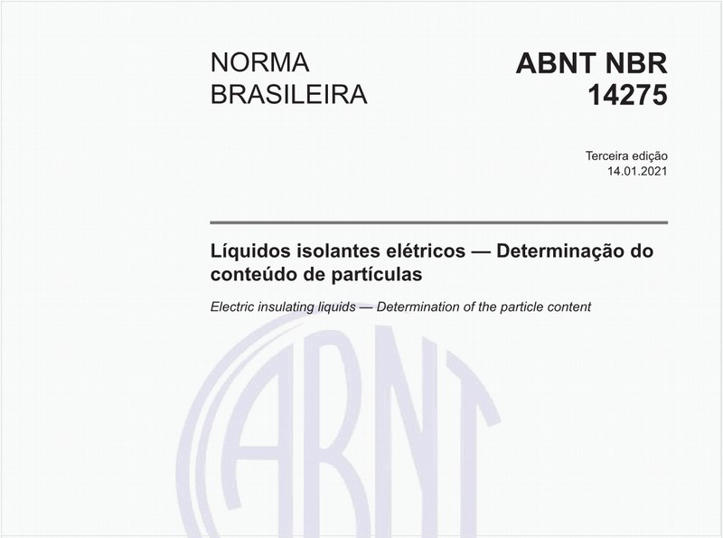 Líquidos isolantes elétricos - Determinação do conteúdo de partículas