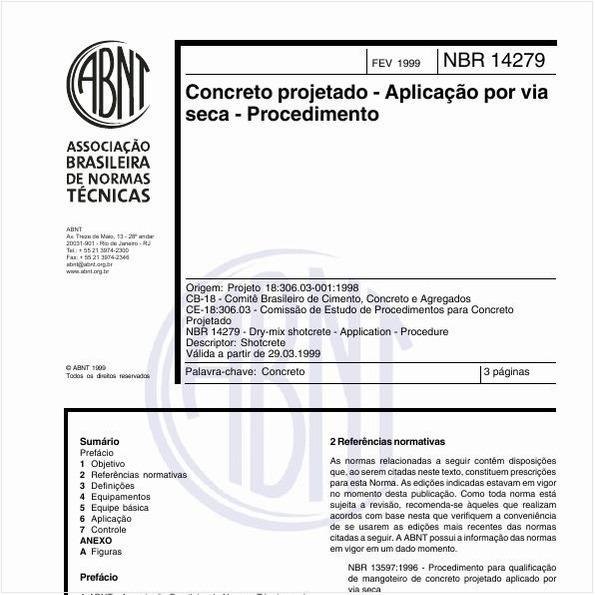 Concreto projetado - Aplicação por via seca - Procedimento