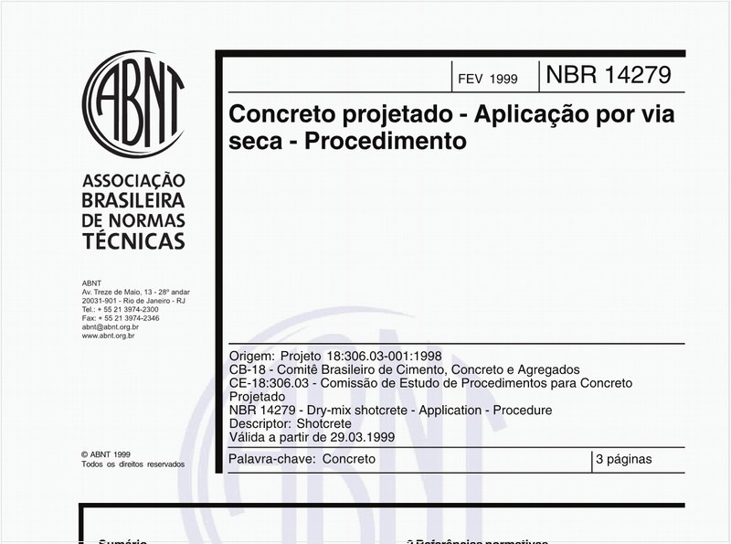 Concreto projetado - Aplicação por via seca - Procedimento