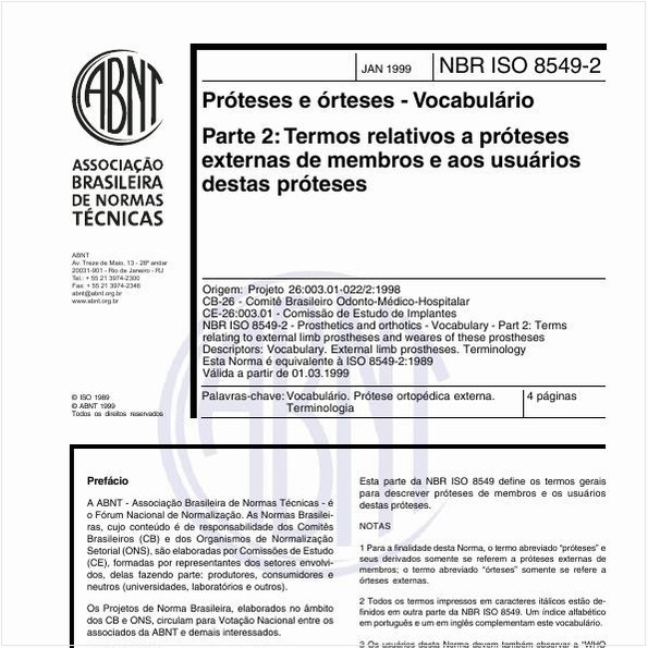 Próteses e órteses - Vocabulário - Parte 2: Termos relativos a próteses externas de membros e aos usuários destas próteses