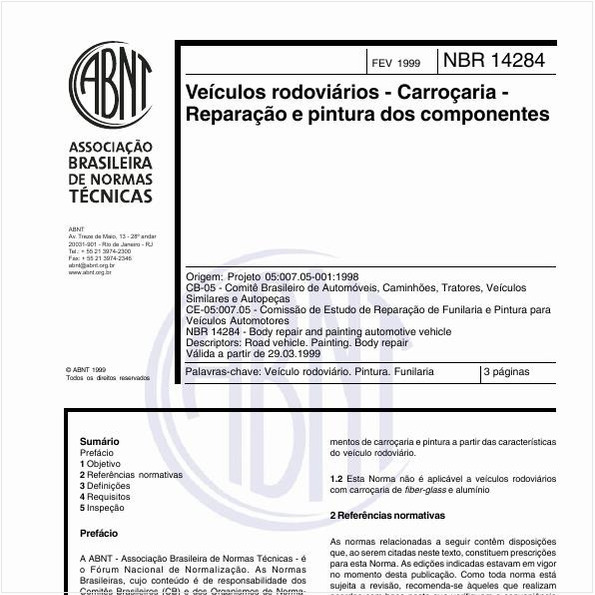 Veículos rodoviários - Carroçaria - Reparação e pintura dos componentes
