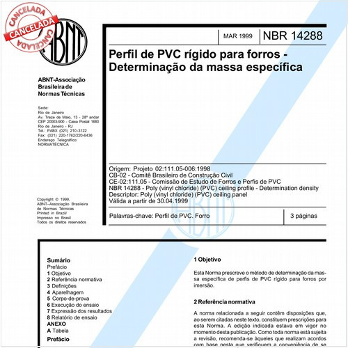 Perfil de PVC rígido para forros - Determinação da massa específica