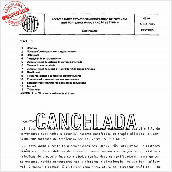 Conversores estáticos monofásicos de potência - Tiristorizados para tração elétrica