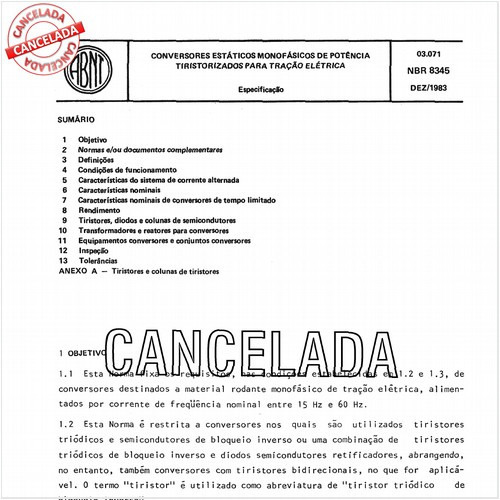 Conversores estáticos monofásicos de potência - Tiristorizados para tração elétrica