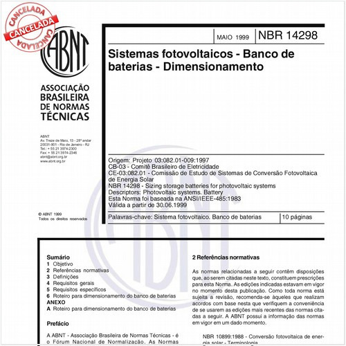Sistemas fotovoltaicos - Banco de baterias - Dimensionamento