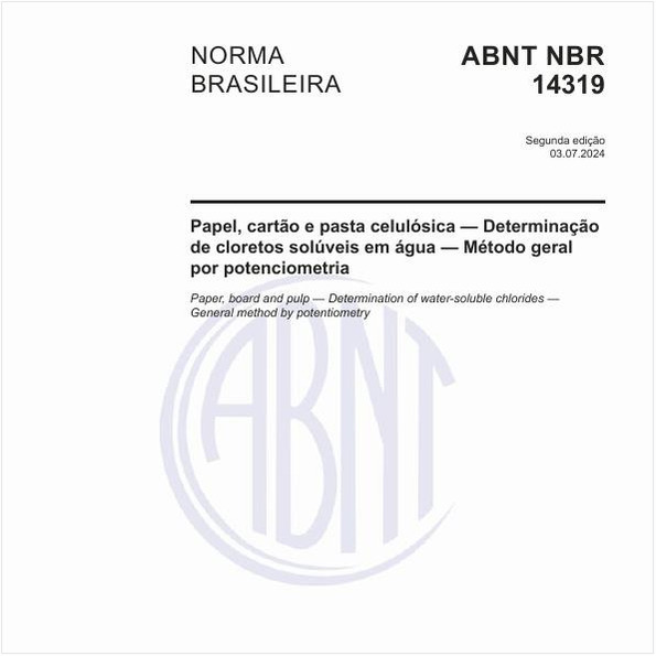 Papel, cartão e pasta celulósica — Determinação de cloretos solúveis em água — Método geral por potenciometria