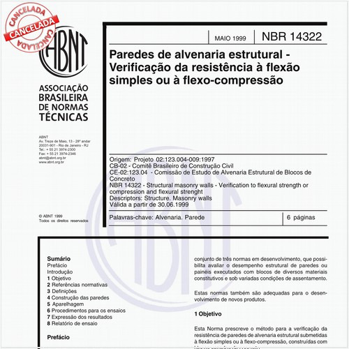 Paredes de alvenaria estrutural - Verificação da resistência à flexão simples ou à flexo-compressão