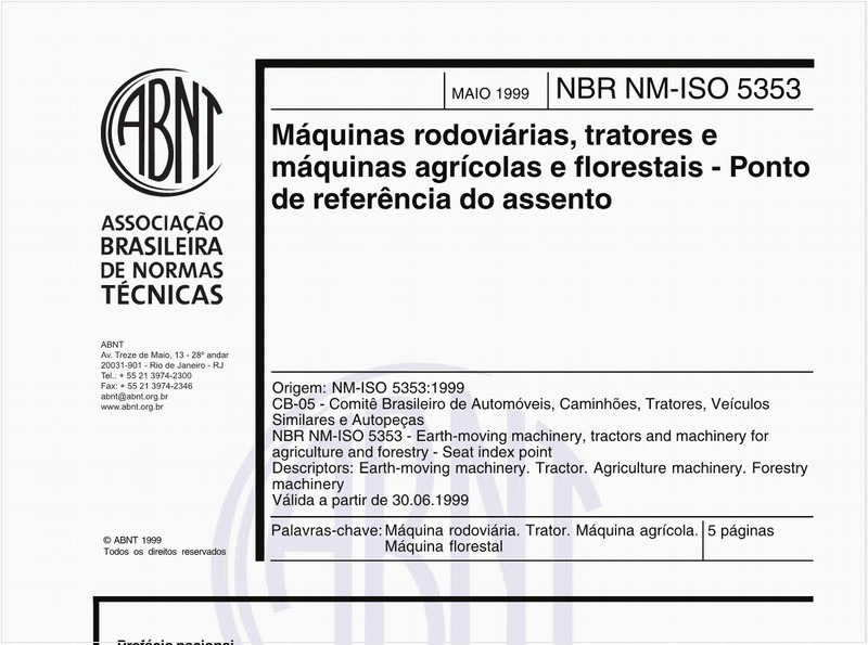 Máquinas rodoviárias, tratores e máquinas agrícolas e florestais - Ponto de referência do assento