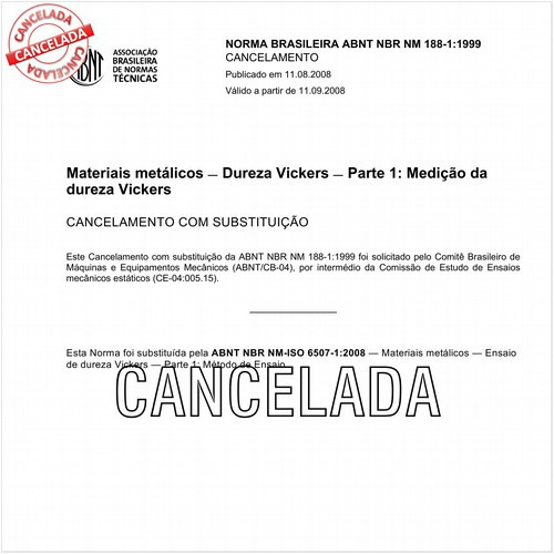 Materiais metálicos - Dureza Vickers - Parte 1: Medição da dureza Vickers