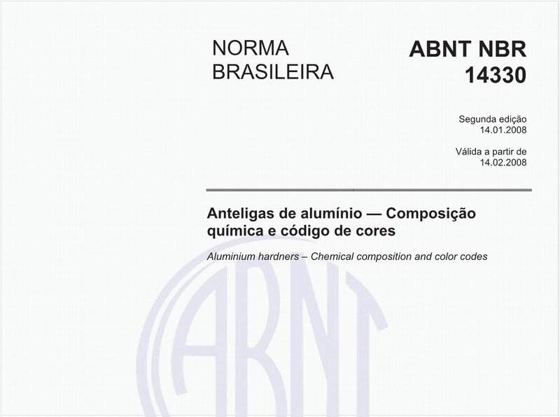 Anteligas de alumínio - Composição química e código de cores