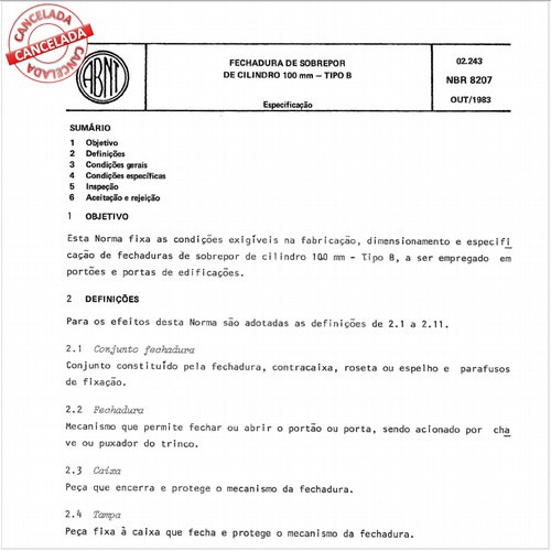 Fechadura de sobrepor de cilindro 100 mm - Tipo B