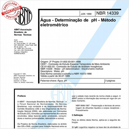 Agua - Determinação do pH - Método eletrométrico