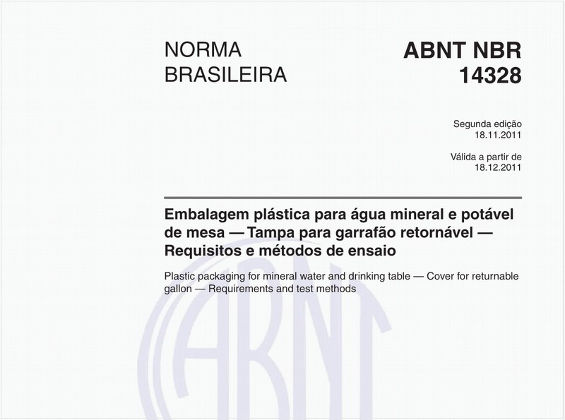 Embalagem plástica para água mineral e potável de mesa — Tampa para garrafão retornável — Requisitos e métodos de ensaio