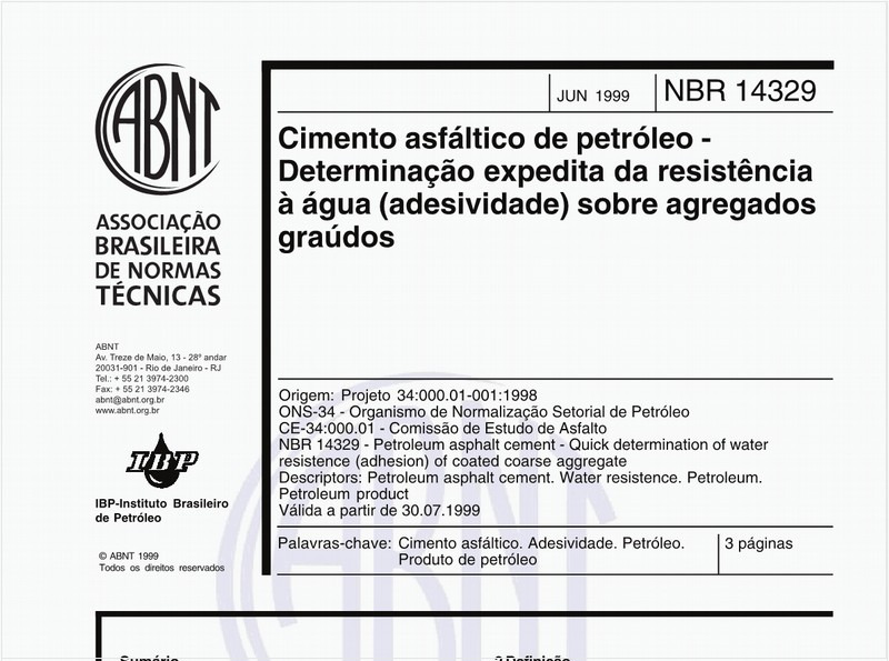 Cimento asfáltico de petróleo - Determinação expedita da resistência à água (adesividade) sobre agregados graúdos