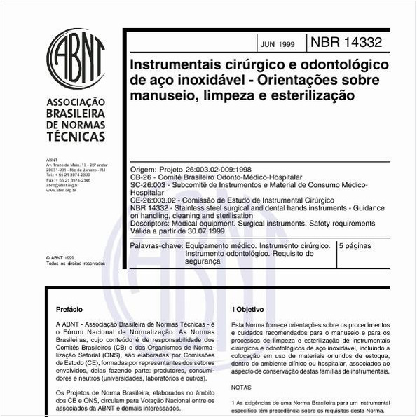 Instrumentais cirúrgico e odontológico de aço inoxidável - Orientações sobre manuseio, limpeza e esterilização