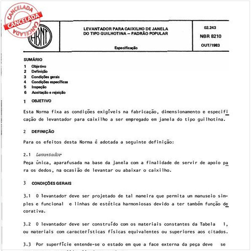 Levantador para caixilho de janela do tipo guilhotina - Padrão popular