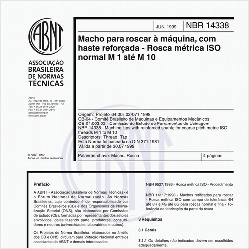 Macho para roscar à máquina, com haste reforçada - rosca métrica ISO normal M 1 até M 10