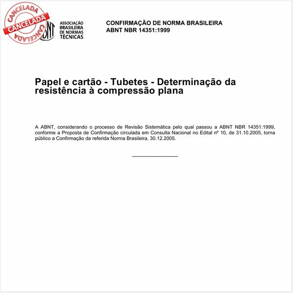 Papel e cartão - Tubetes - Determinação da resistência à compressão plana