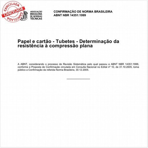 Papel e cartão - Tubetes - Determinação da resistência à compressão plana