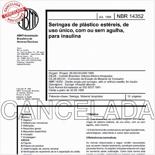 Seringas de plástico estéreis, de uso único, com ou sem agulha, para insulina