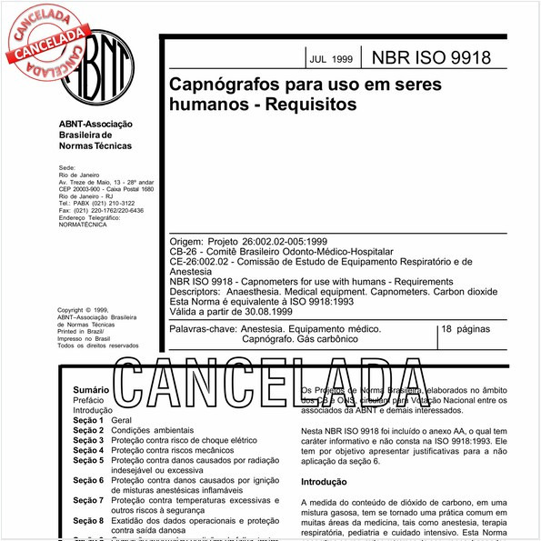 Capnógrafos para uso em seres humanos - Requisitos