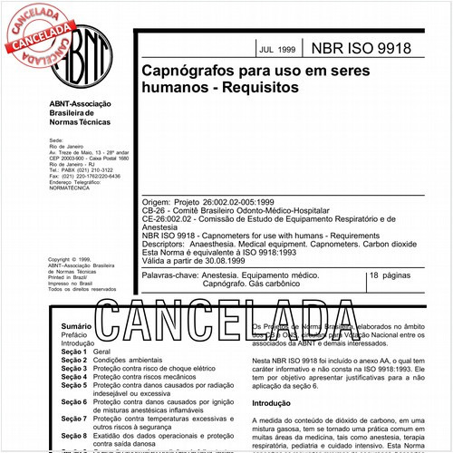 Capnógrafos para uso em seres humanos - Requisitos