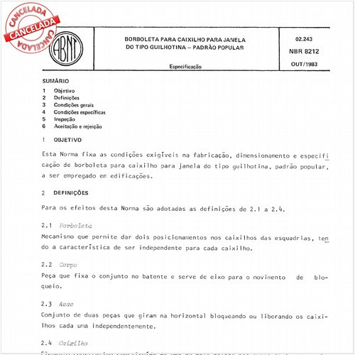 Borboleta para caixilho para janela do tipo guilhotina - Padrão popular