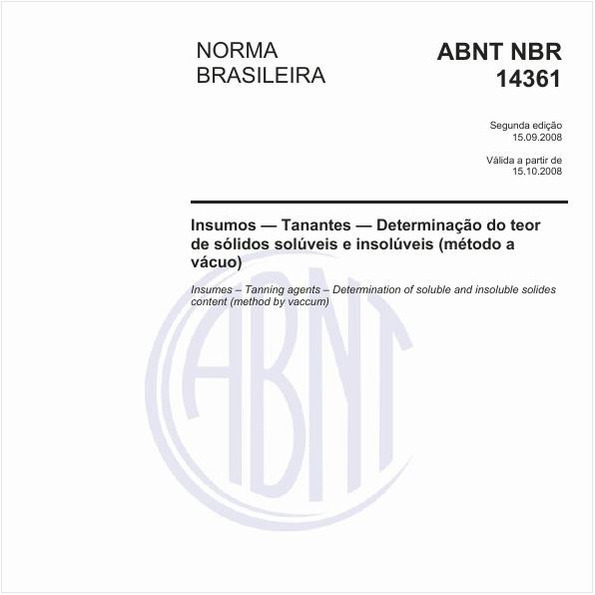 Insumos - Tanantes - Determinação do teor de sólidos solúveis e insolúveis (método a vácuo)