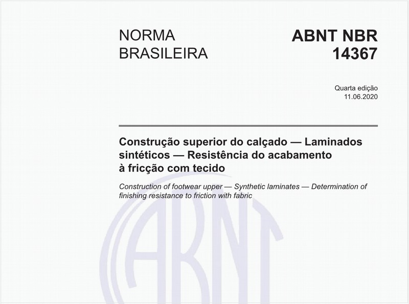 Construção superior do calçado — Laminados sintéticos — Resistência do acabamento à fricção com tecido